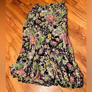 Vintage reversible floral print midi skirt